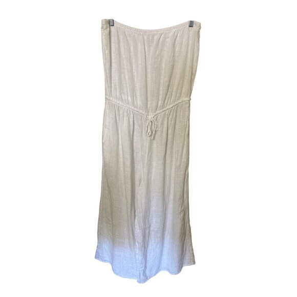 Arie Womens White Strapless Jumpsuit L Gauzy Pockets Beach Vacation Resort - Picture 1 of 16